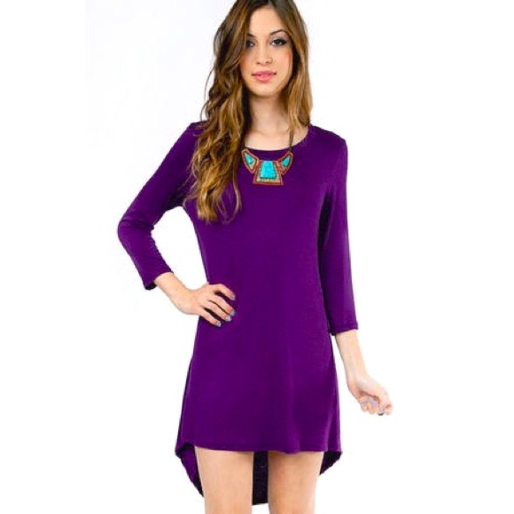 Purple High Low Tunic Dress